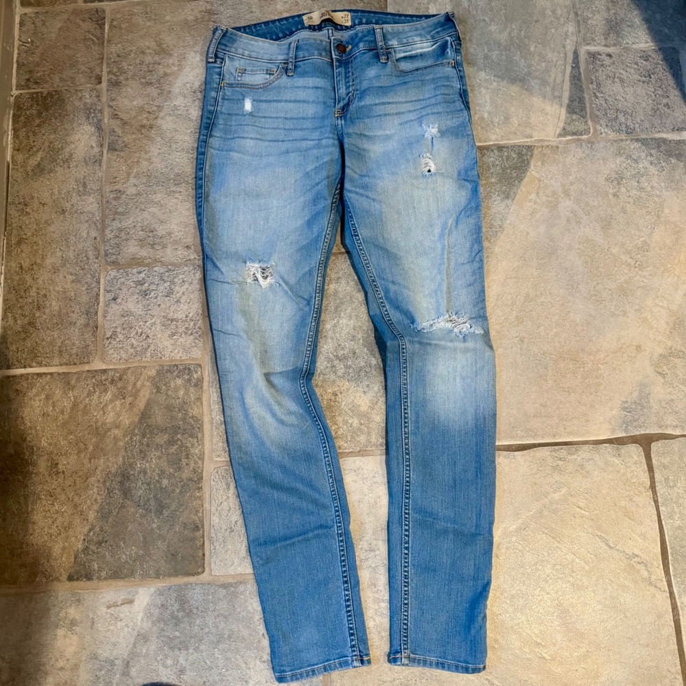 Y2K Hollister Skinny Jeans Size 5 – 2000s Stretch Denim, Distressed Vintage‎